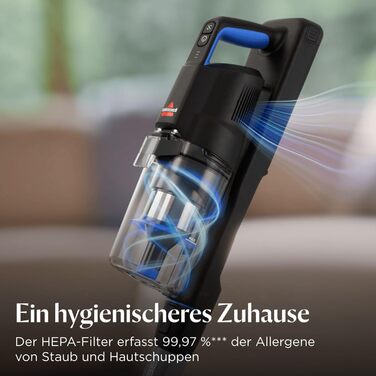 Бездротовий пилосос Bissell PowerClean FurGuard з акумулятором, 280W, самоочищувана щітка, світло FurFinder, HEPA-фільтр, акумулятор 2500 mAh, час роботи 50 хв, щітка FurGuard 4091N для видалення шерсті тварин