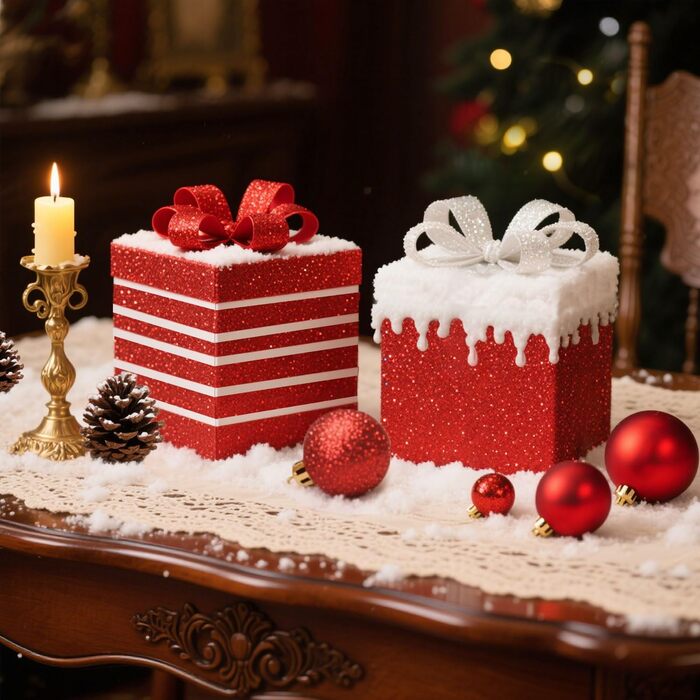 Набір прикрас для ялинки 101 шт. з пластикових кулі, рожеве золото, матові, блискучі, з шишками та стрічками для декору ялинки, вечірки, дому (червоний)