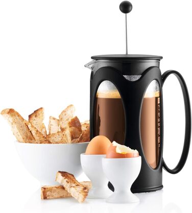 Bodum Kenya: Френч-прес для кави, 500 мл, 4 чашки, з боросилікатного скла та нержавіючої сталі, для кухні, чорний