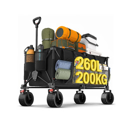 Візок-тележка JUMMICO XXXL 260л, 200кг, чорний - для пляжу, покупок, кемпінгу