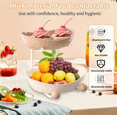 Багатоярусна фруктова етажерка, миска для фруктів, пластикова, з металевою полицею, сервірувальний стійка, фруктові миски для буфетів, закусок, овочів та десертів