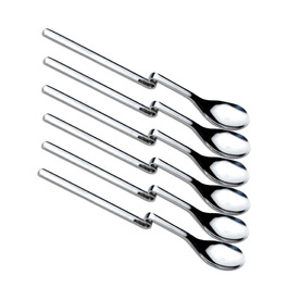 6 шт. довгі ложки для напоїв з вигином (20 см), ложки для лате макіато, йогурту, коктейлів, нержавіюча сталь, полірована, придатні для миття в посудомийній машині, без нікелю