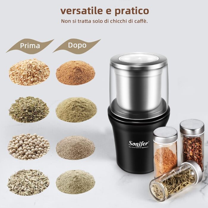 Electric Spice Grinder Coffee Grinder 100g Capacity 300W Power Removable Stainless Steel Container for Grinding Coffee Beans, Nuts, Spices, Grains, and Herbs