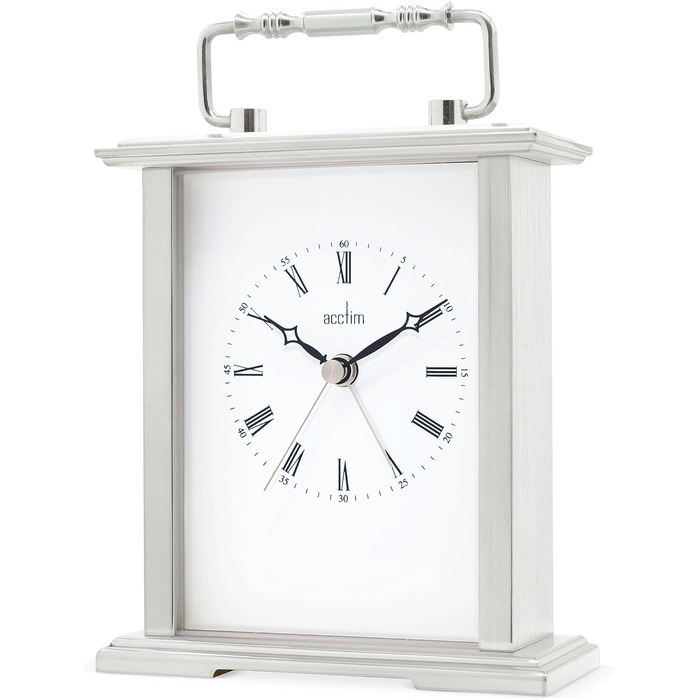 Acctim Gainsborough Mantel Clock, Metal, Silver, 14.5 x 12.3
