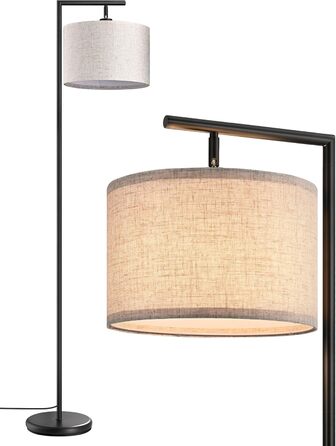 Стельова лампа EDISHINE для вітальні 160 см, аркова лампа сучасний дизайн з регульованим абажуром з льону, LED E27, чорний колір, для спальні, дитячої кімнати