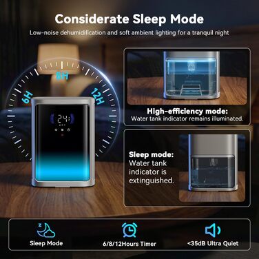 Електричний осушувач повітря Leise для сушіння одягу з таймером, автовимкненням та 7-кольоровими індикаторами (850 мл/год, 24 дні)