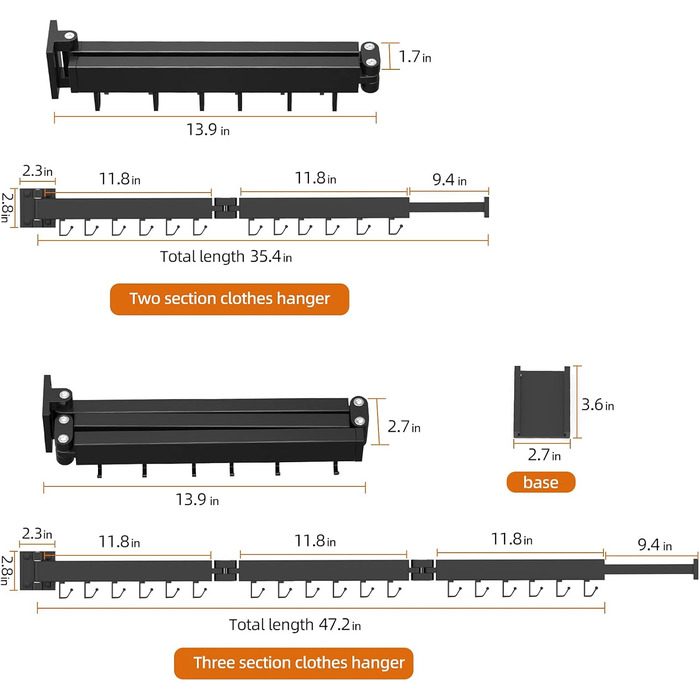 Настінна сушарка для білизни, розкладна, 3-секційна, 120 см (50 дюймів у складеному стані), біла. Максимальне навантаження: 150 фунтів (68 кг). Підходить для невеликих осель.