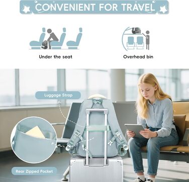 Шкільний рюкзак Tanou для підлітків, дівчаток, 4-12 клас. Великий водонепроникний рюкзак для школи, середньої та вищої освіти, блакитний