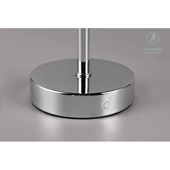 LED настільна лампа Julien: акумуляторна, USB-C, сенсорне керування, Ø 12 см, 30 см, метал, 1.5W, хром