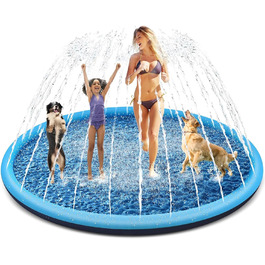 Дитячий розбризкувач Kinder з антиковзким покриттям, 200 см, іграшка-водогра, басейн для собак, ігри на відкритому повітрі, Splash Pad (Блакитний-200 см)