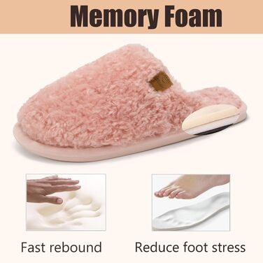 Жіночі зимові капці Hausschuhe з ефектом пам'яті (Memory Foam), м'які та теплі, рожеві, розмір 38.5/40 EU