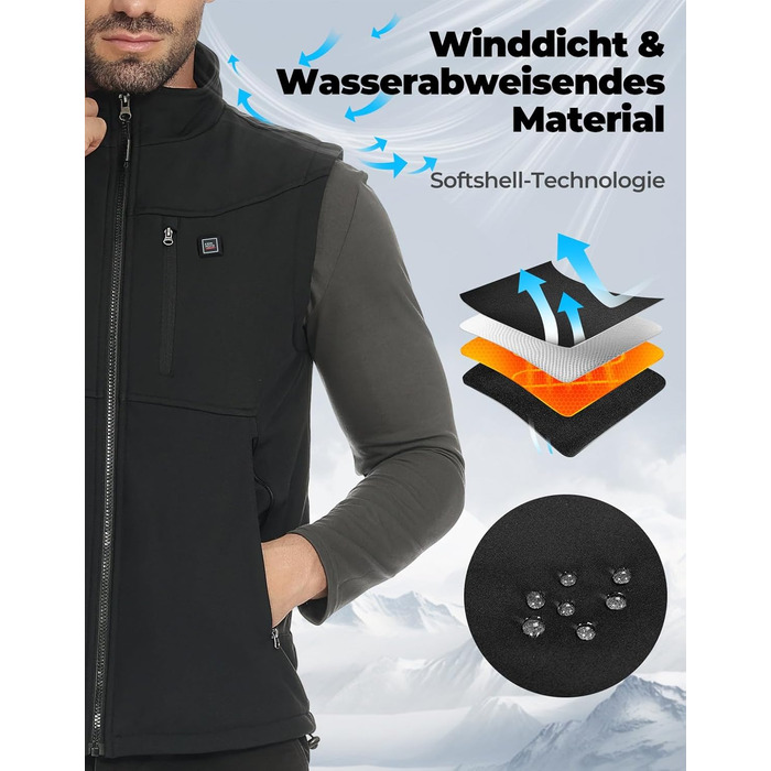 Обогреваемая жилетка KEMIMOTO с функцией App, для мужчин и женщин, с аккумулятором 10000mAh, 4 зоны обогрева, для мотоциклов, рыбалки, катания на лыжах, черный L