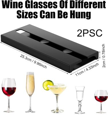 Кріплення для келихів вина, 2 шт., самоклеючі, без свердління, для кухні, бару, ресторану, готелю (чорний)