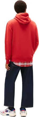 Чоловічий худі Tommy Jeans Linear Logo з капюшоном, червоний (Terracotta Red), розмір XL