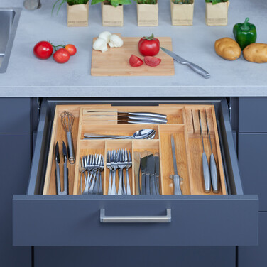 Relaxdays Extendable Bamboo Cutlery Box