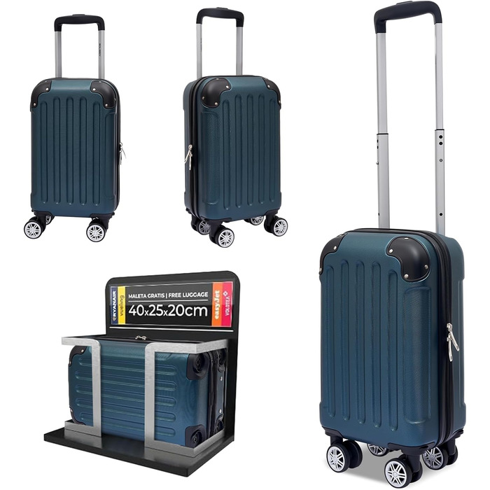 Набір валіз Boleedy 3шт, дорожні валізи, (55/66/76 см), ручна поклажа, валізи з жорстким корпусом, 360° обертання, тихі подвійні колеса, телескопічна ручка, багаж (S, вертикальна лінія, темно-зелений)