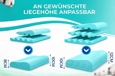 Ортопедична подушка для шиї Sleep Good з безкоштовним чохлом - проти болю в шиї - з піною з пам'яті, регульована висота - подушка для тих, хто спить на боці, сіра