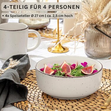 Набір керамічних мисок Sänger Bombay Ivory (4 шт.) - миски для мюслі, 700 мл, фіолетовий, стійкі до подряпин, мікрохвильової печі та посудомийної машини