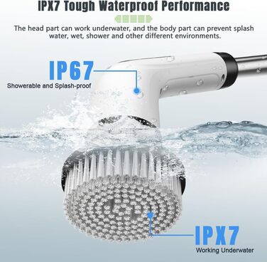 Electric Cleaning Brush, Temodu 7-in-1 Electric Spin Scrubber, Shower Cleaning Brush with Adjustable, 7 Interchangeable Drill Brush Heads for Bathroom/Glass/Tiles/Floor/Car