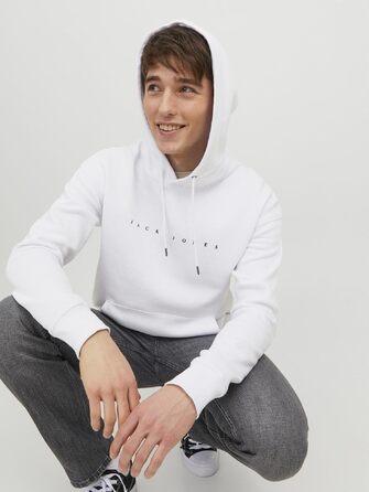 Чоловічий худі Jack & Jones JJESTAR білого кольору, Relaxed Fit, розмір XL