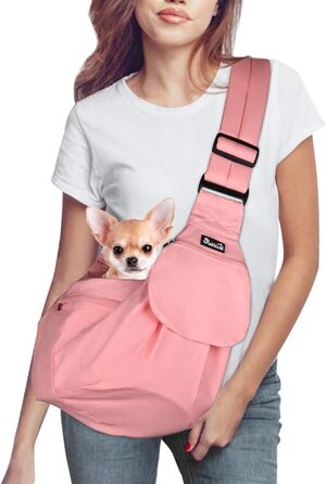 Сумка-переноска для собак Nasjac, ручне кріплення, з підставками для дна, комфортна, з регульованим плечовим ременем та кишенею на блискавці, для маленьких собак та котів, для подорожей на відкритому повітрі (Рожева)