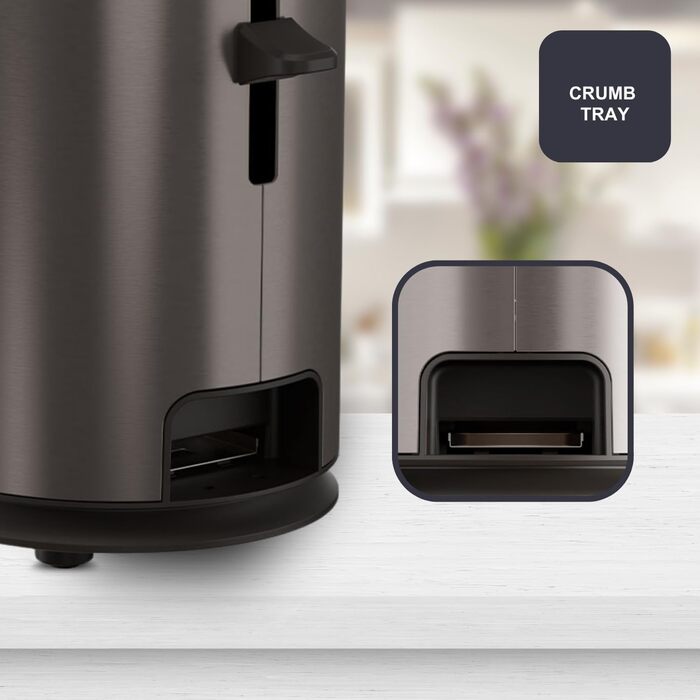 Тостер BLACK+DECKER BXTO1960E: 1960W, цифрове налаштування, 6 рівнів підсмажування, 4 відділення, функції: стоп, підігрів та розморожування, автоматичне центрування, підігрівач для тостів