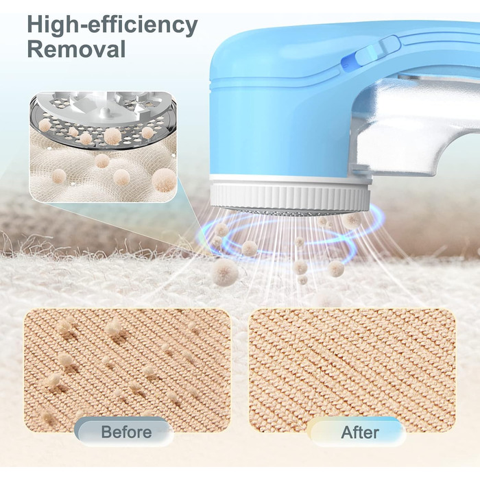 Електричний видальник ворсу для одягу та килимів, USB, 3 леза