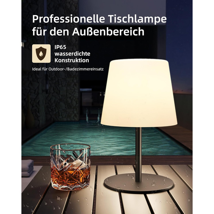 Світлодіодні настільні лампи EZVALO бездротові, 2 шт., IP65, USB-C, диммер сенсорний, 3 режими світла, для дому та кемпінгу (Чорні)