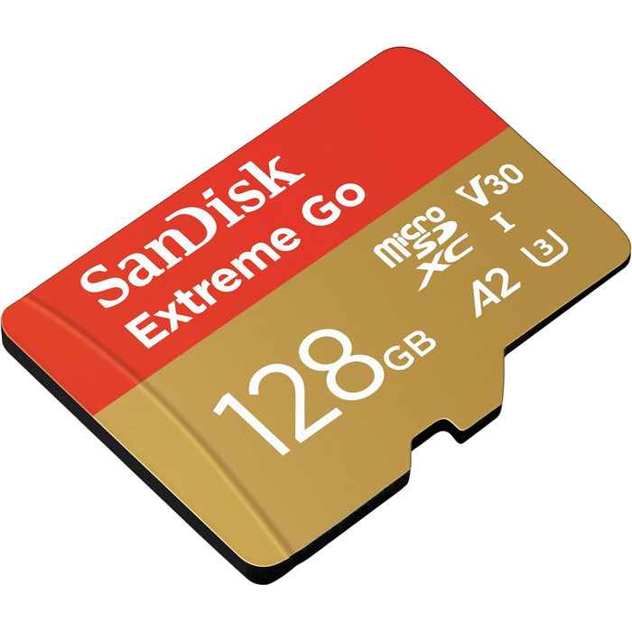 Карта пам'яті microSDXC SanDisk Extreme Go 128 GB UHS-I U3 V30 (до 200 МБ/с) для смартфонів, планшетів, екшн-камер та дронів, 4K UHD