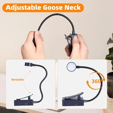 KunHe Лампа для читання на ліжку з USB зарядкою - 3 режими освітлення та 3 рівні яскравості, легка та компактна