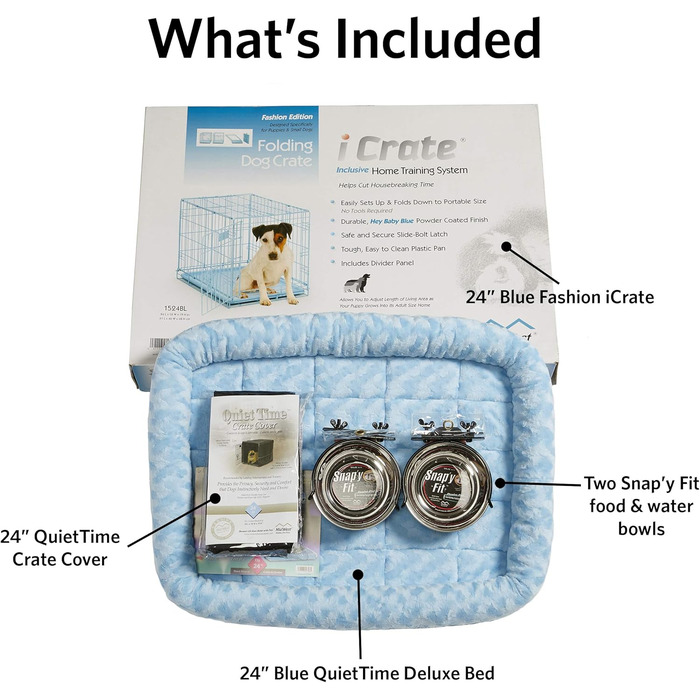 Кія MidWest Homes for Pets iCrate 1522DD-KIT: переносна клітка для собак, блакитна, 62x44x49 см