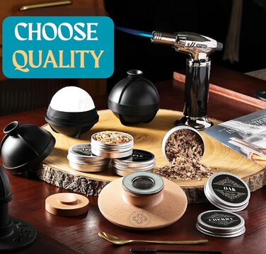 Набір для копчення коктейлів та віскі: Smoker Kit з лампою, формочками для льоду та стружкою деревини