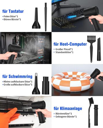 Електричний пилосос для обдування, 3 швидкості, 91000 об/хв, USB, акумулятор 6000mAh, для ноутбука, клавіатури, авто, офісних пристроїв, дивану