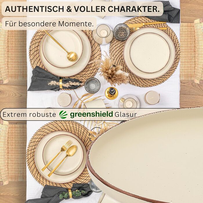 Набір посуду SÄNGER Kombiservice 30 предметів (6 осіб) з кераміки: 6 тарілок для їжі, 6 тарілок для десерту, 6 мисок, 6 тарілок для пасти, 6 чашок до кави. Сучасний набір посуду VALUE COLLECTION (Bombay Beach)