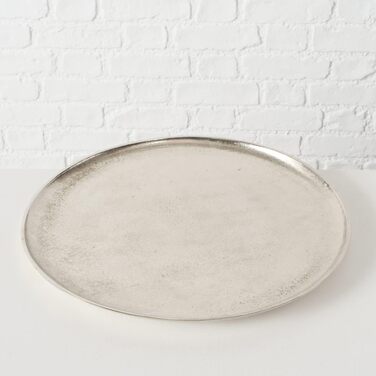 Decorative Tray, Nickel-Plated Silver, Ø 42 cm