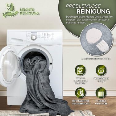 Електрична гріюча ковдра Sinnlein® з плюшу 200 x 180 см | 9 температурних режимів, таймер, автовимкнення, миється до 40°C, світло-сіра | Ковдра для сну та відпочинку