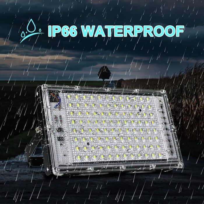 BOSITE LED прожектор для вулиці 100 Вт, 2 шт, холодне світло 6500K, 10000 Лм, IP65, водонепроникний світлодіодний ліхтар для двору, воріт, газону, гаража, стадіону, майданчика