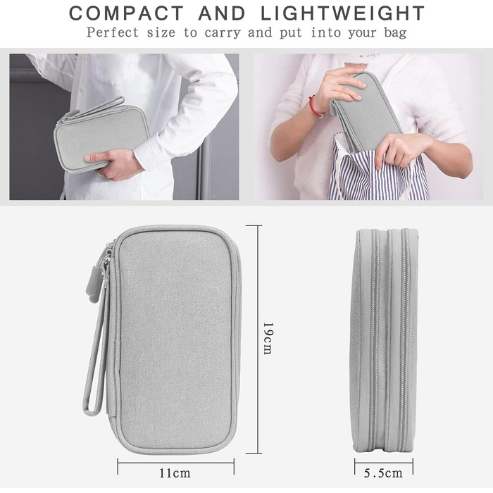 Органайзер для кабелів Skycase: сумка-чохол для аксесуарів, USB, Powerbank, SD-картки, сірий