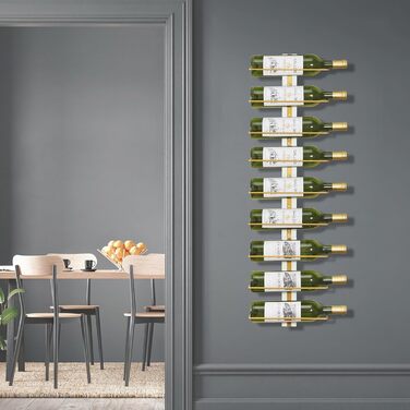B4Life Wine Rack Bottle Rack, Wine Rack Wall for 9 Wine Bottles - Wine Rack Wall Wood, Metal Black Hanging Wine Rack Wall Mount Wine Bottle Racks for Kitchen, Dining Room, Bar
