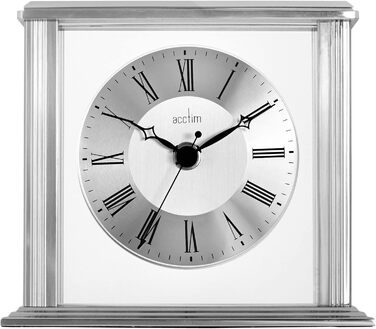 Acctim Hamilton Table Clock, Metal Glass Aluminum, Silver, 13.7 x 15.5 x 6.8