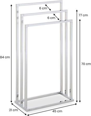 Підставка для рушників KUNO, хром - самостійна підставка для рушників з 3 полицями, металева