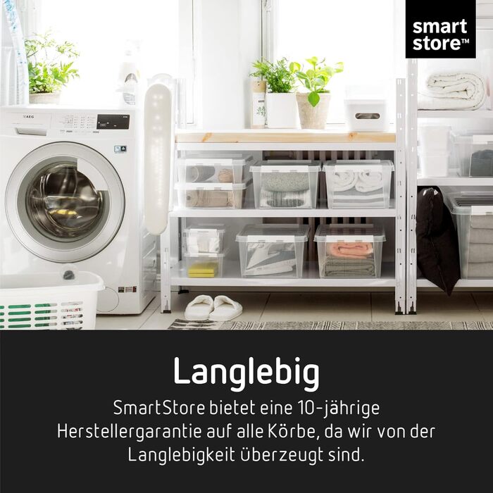 SmartStore - 10x Storage Box with Lid Classic 2L (21x17x11cm) | Stackable Box with Lid | Food-Safe Plastic Box | Plastic Box with Lid & Reinforced Corners | 10-Year Warranty (1.5L)