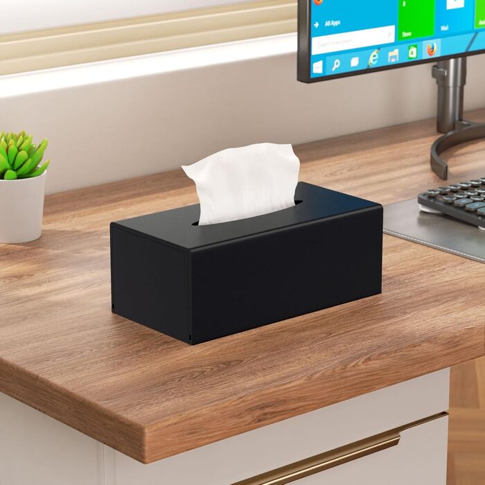 AITEE Acrylic Cosmetic Tissue Box: 25×13×9 cm Matte Black Tissue Box with Magnetic Cover for Dining Room, Bathroom, Bedroom, Office, Coffee Table, Car