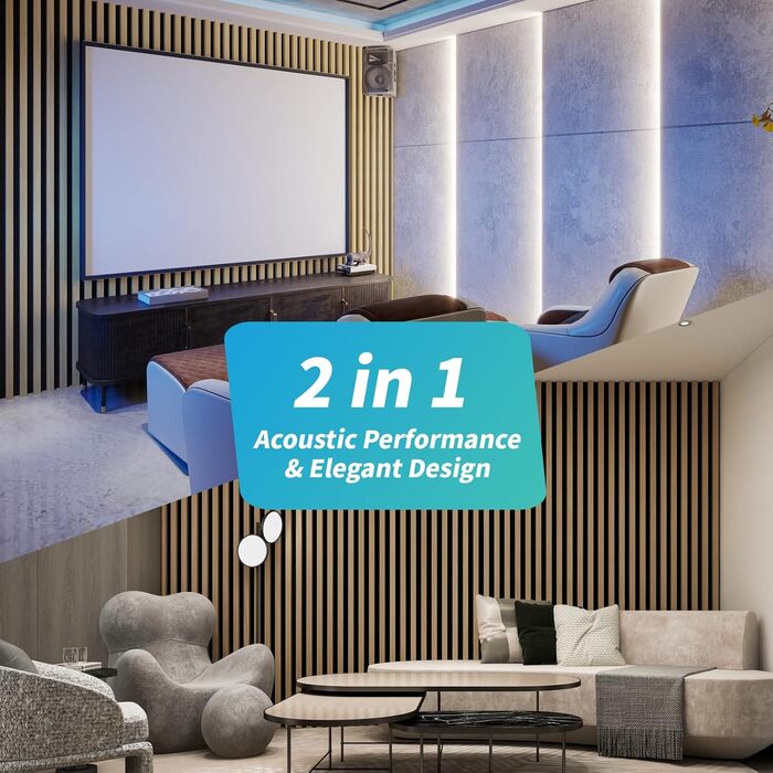 Акустичні 3D-панелі Art3d для звукоізоляції (дуб), деревний шпон з фетровою підкладкою, 60x30 см, набір 4 шт. — звукопоглинаючі панелі для офісу, студії та вітальні