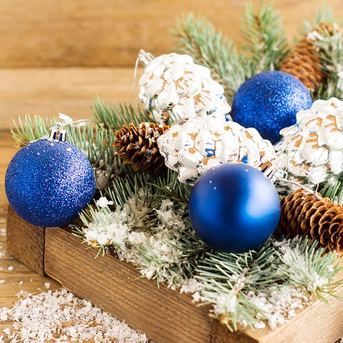 Набір ялинкових прикрас 36 шт, кульки для ялинки з пластику 4 см, блакитні