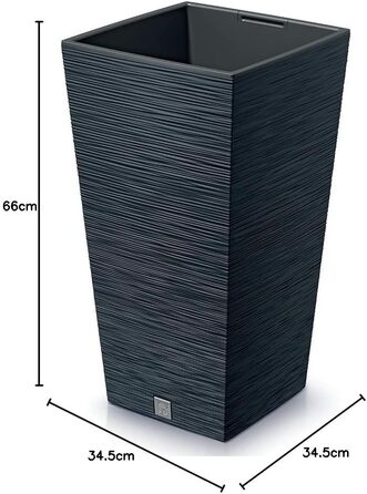 rg-vertrieb Flower Pot Planter Flower Box Square Furu Square Pine Needle Design with Plant Insert (350 Anthracite)