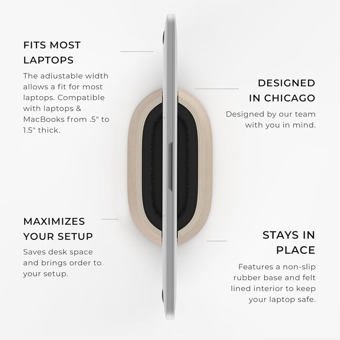 HumanCentric Maple Wood Laptop Stand - Vertical Adjustable Desk Organizer & Docking Station