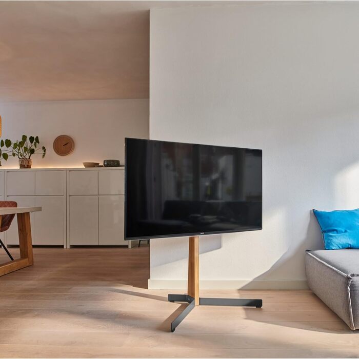 Підставка для телевізора Vogel's TVS 3695 поворотна, 40-77 дюймів, до 50 кг, VESA 600x400, з екологічного дуба та сталі, чорна, кут повороту 90°