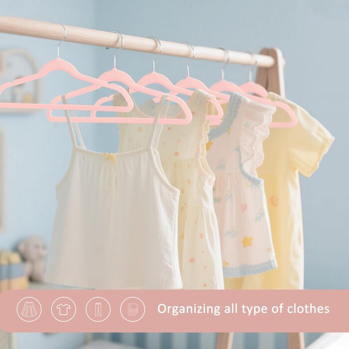 Дитячі вельветові вішалки ManGotree, 14 шт. Рожеві. Вішалки для одягу, плащів, костюмів, сорочок, штанів. 35 см, преміум-якість