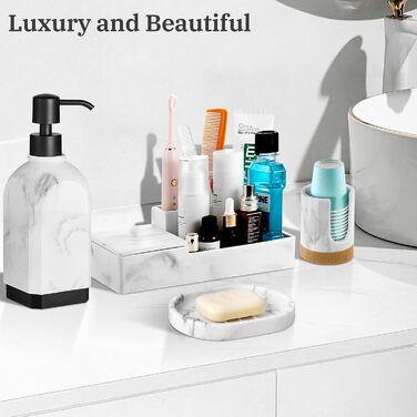 Підставка для мила Luxspire з кераміки, антиковзаюча, білий мармур, для ванної кімнати, душу та кухні